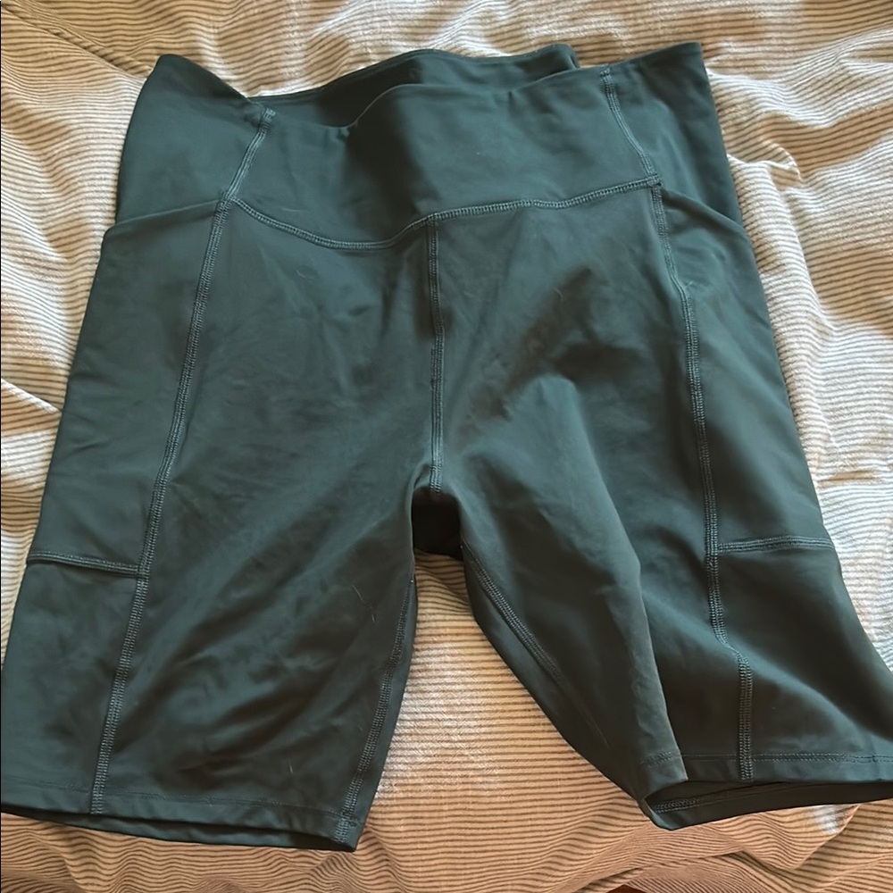 Girlfriend Collective Green Bike Shorts Performance Fit